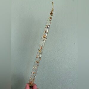 One Vintage Gold, Silver, and Cooper Flecked Lucite Candle Has a Scratch